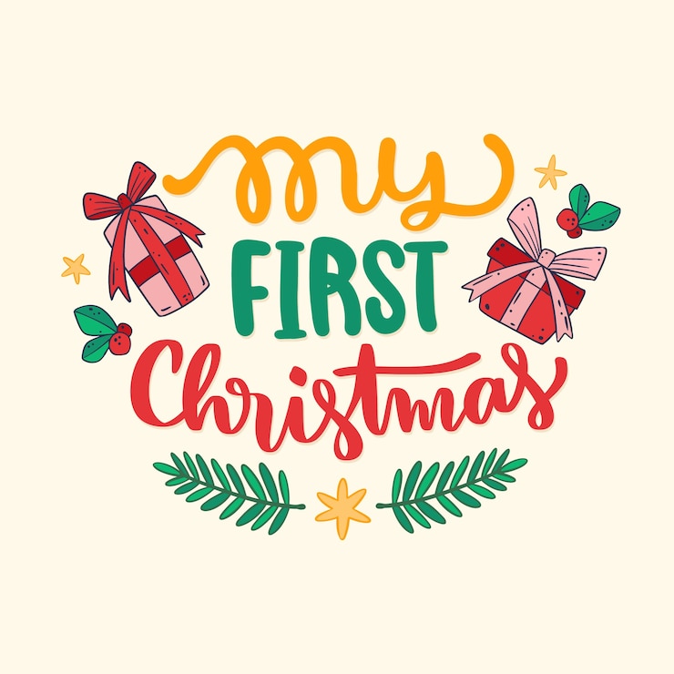 Vector gratuito dibujado a mano mis primeras letras navideñas