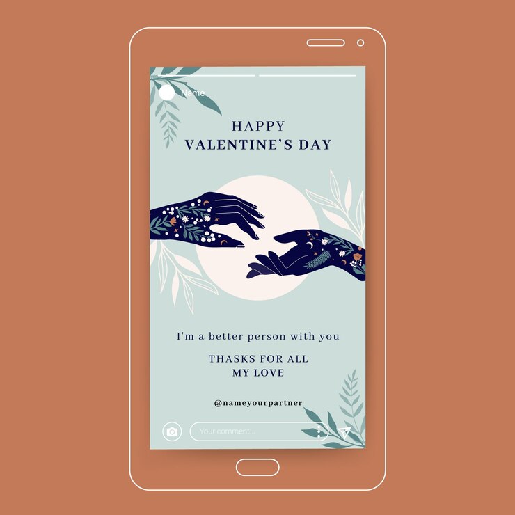 Vector gratuito dibujado a mano moderna historia de instagram del día de san valentín