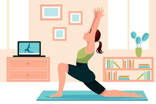 Dibujado a mano mujer haciendo yoga ilustración