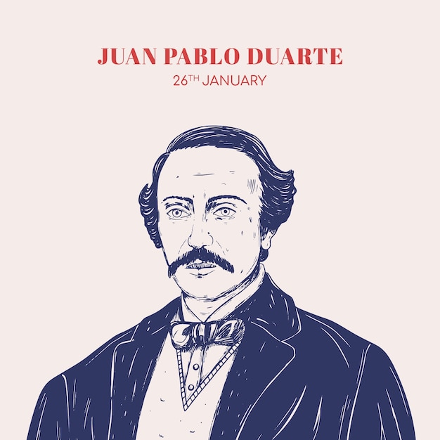 Dibujado a mano por Natalicio de juan Pablo Duarte Ilustración