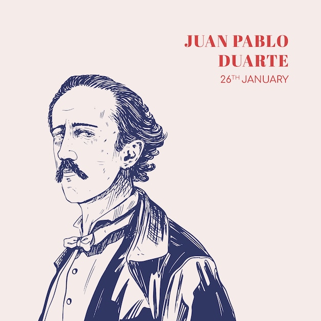 Dibujado a mano por Natalicio de juan Pablo Duarte Ilustración