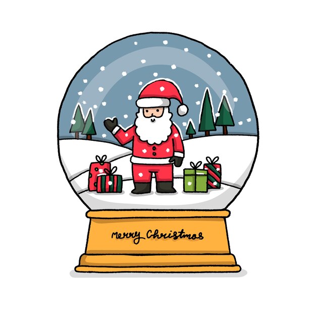 Dibujado a mano navidad santa claus globo