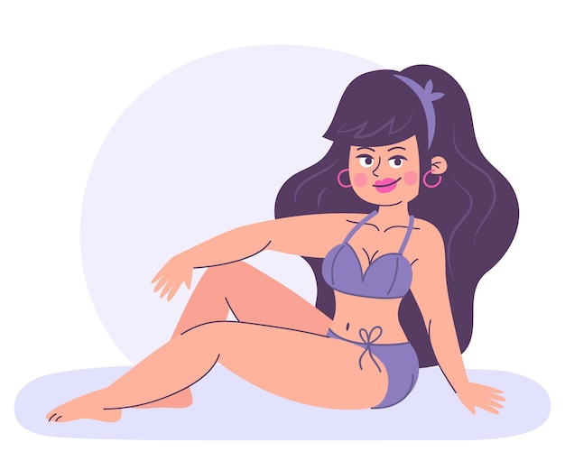 Dibujado a mano niña en bikini ilustración