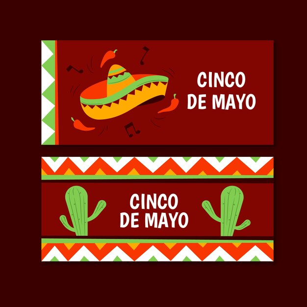 Dibujado a mano pancartas de cinco de mayo