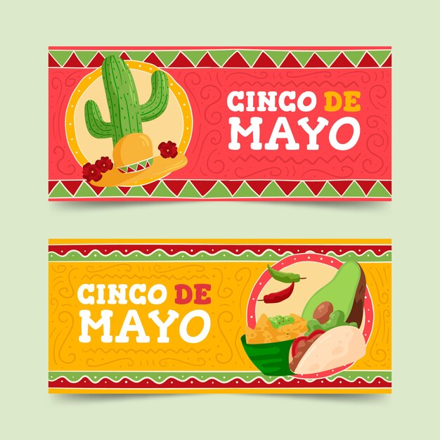 Dibujado a mano pancartas de cinco de mayo