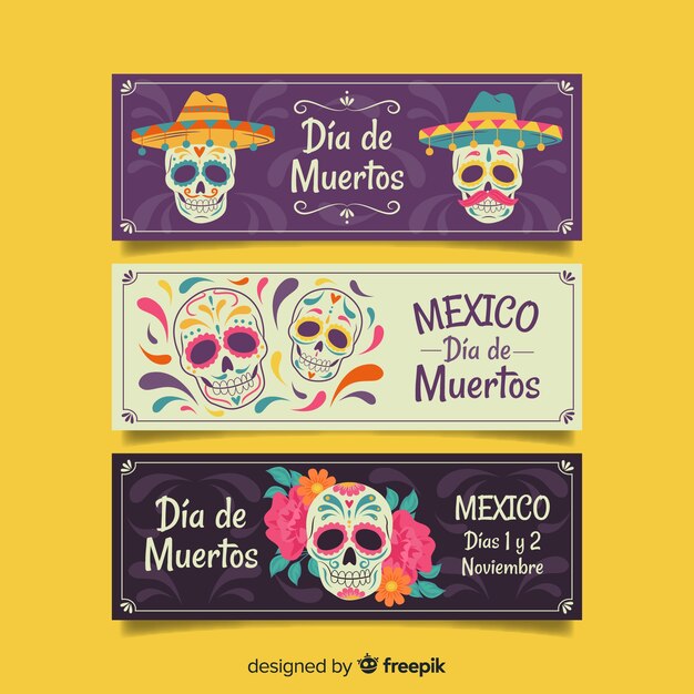Dibujado a mano pancartas dia de muertos