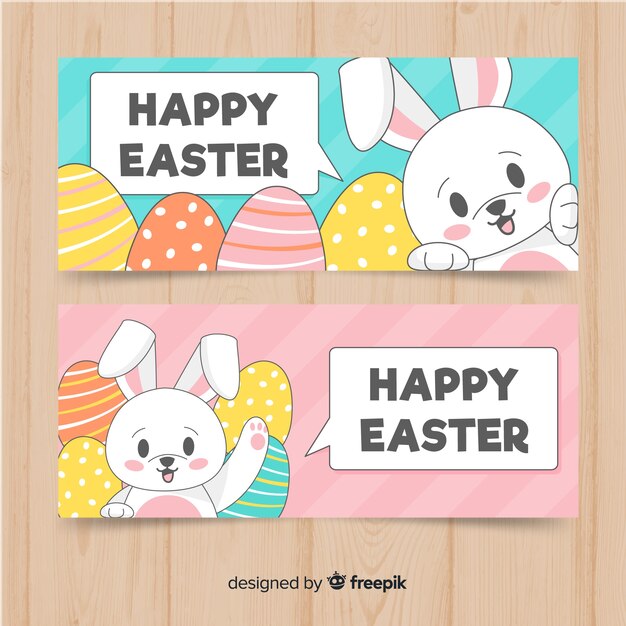 Dibujado a mano pancartas del día de pascua