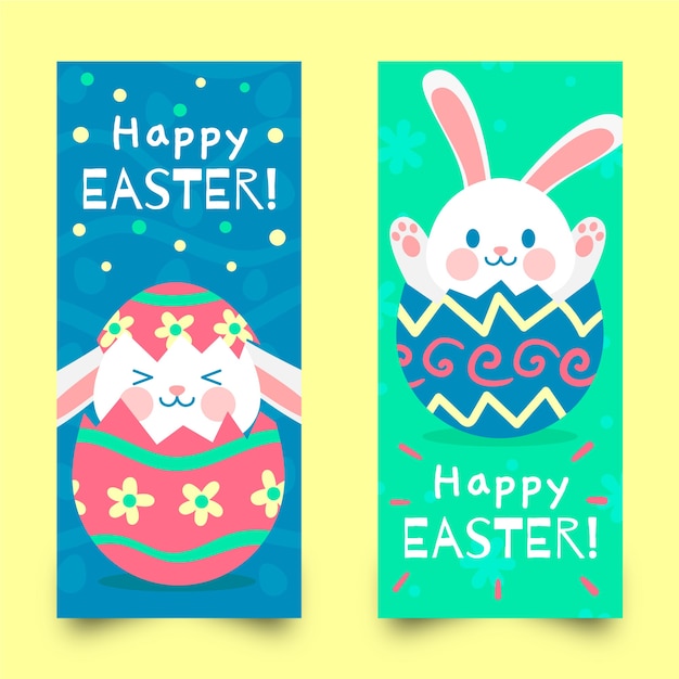 Vector gratuito dibujado a mano pancartas del día de pascua