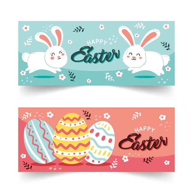 Dibujado a mano pancartas del día de pascua