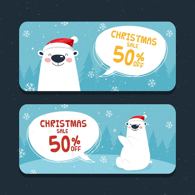 Dibujado a mano pancartas de navidad con 50% de descuento