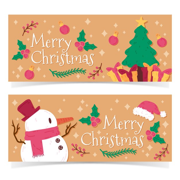 Dibujado a mano pancartas de navidad