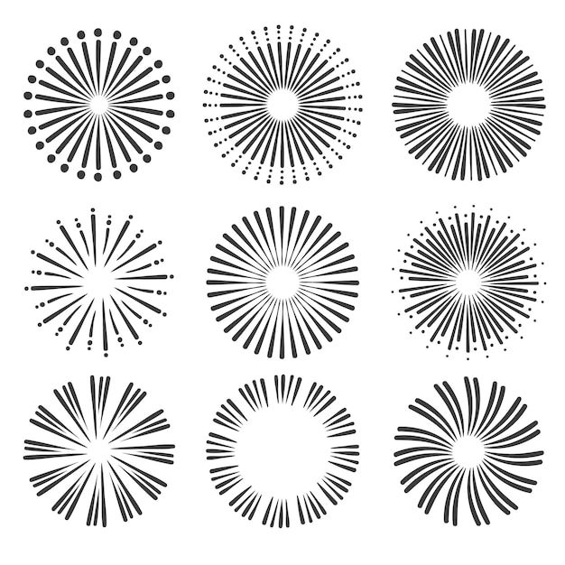 Dibujado a mano paquete sunburst