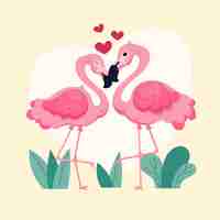 Vector gratuito dibujado a mano pareja de animales del día de san valentín