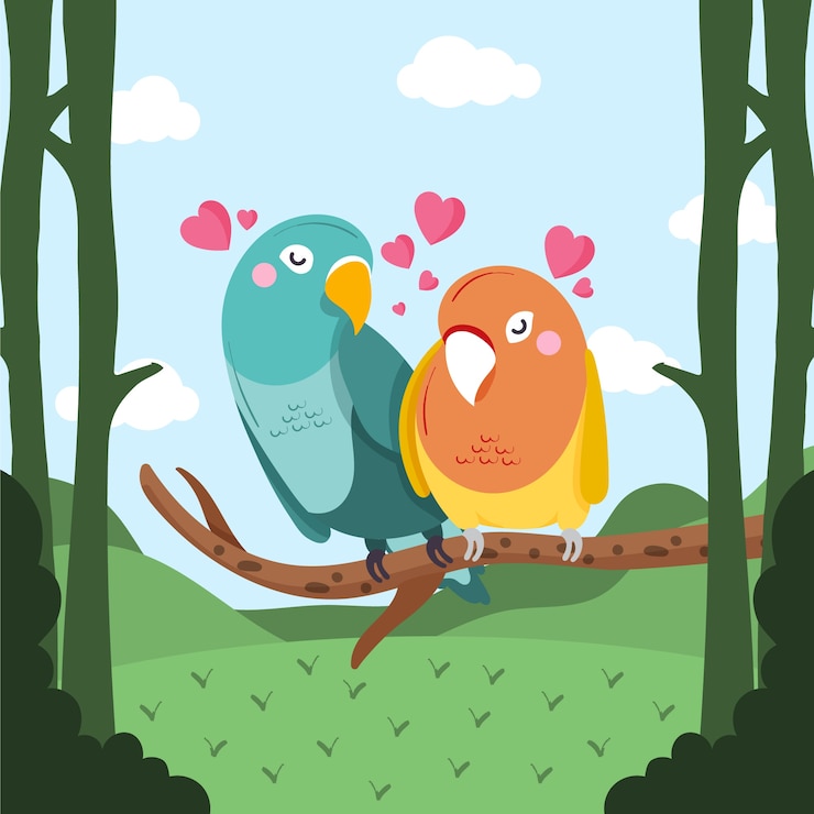 Vector gratuito dibujado a mano pareja de animales de san valentín