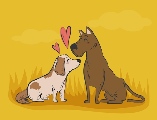 Vector gratuito dibujado a mano pareja de animales de san valentín