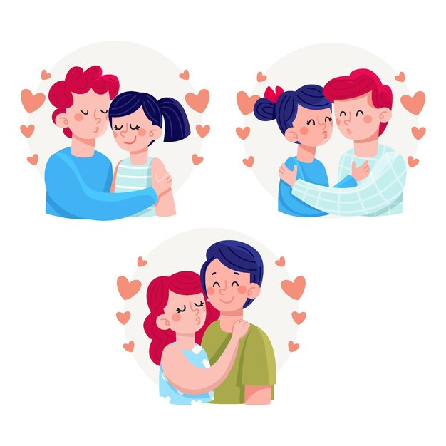 Dibujado a mano pareja besándose ilustración