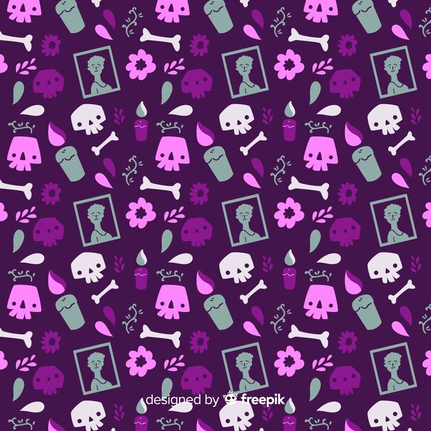 Dibujado a mano patrón del día de los muertos