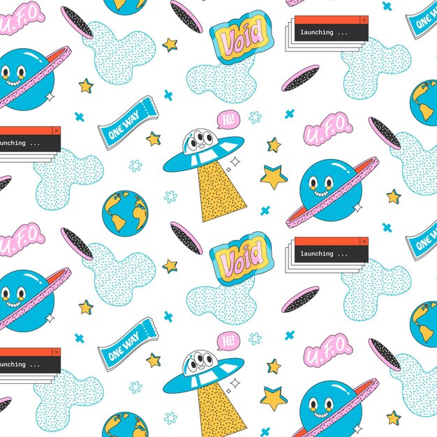 Dibujado a mano patrón de dibujos animados de moda