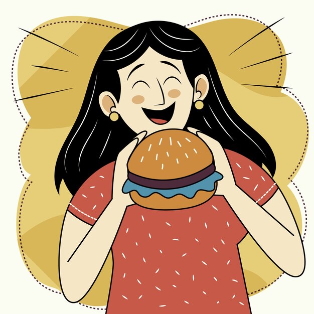 Dibujado a mano persona comiendo ilustración