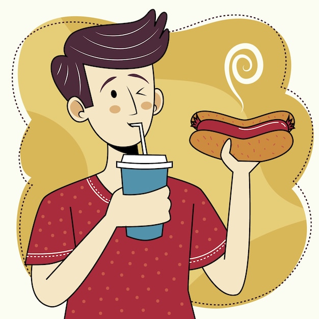 Vector gratuito dibujado a mano persona comiendo ilustración