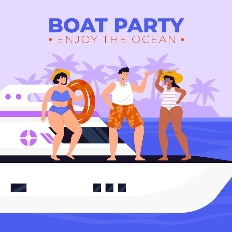 Vector gratuito dibujado a mano personas bailando en la ilustración del barco
