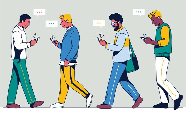 Dibujado a mano personas hablando por teléfono ilustración