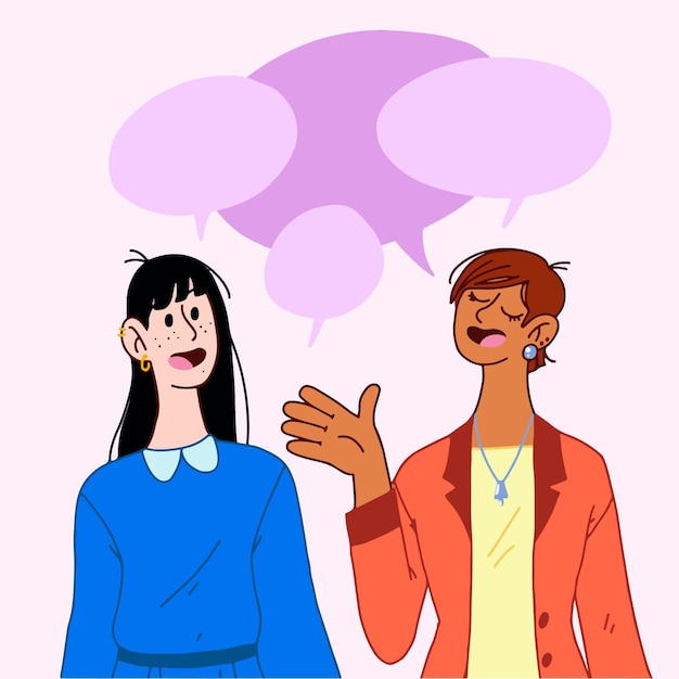 Dibujado a mano personas hablando