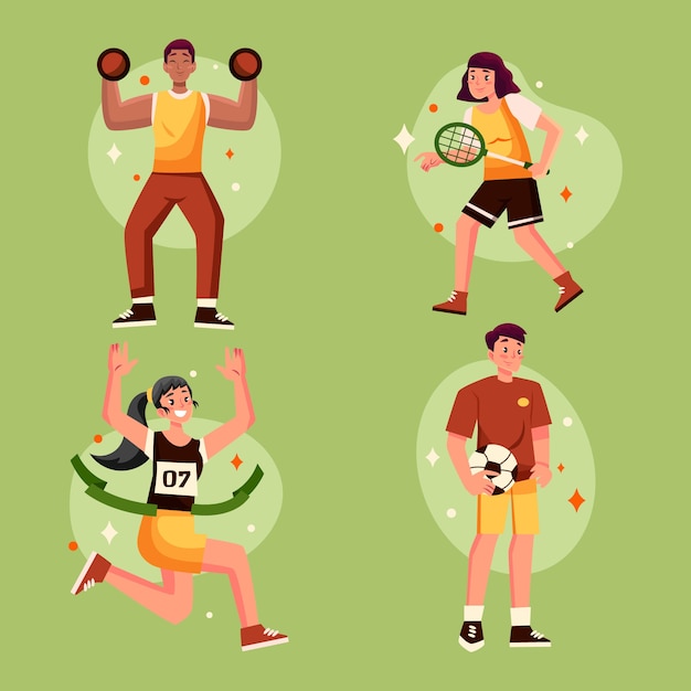 Vector gratuito dibujado a mano personas haciendo deportes ilustración