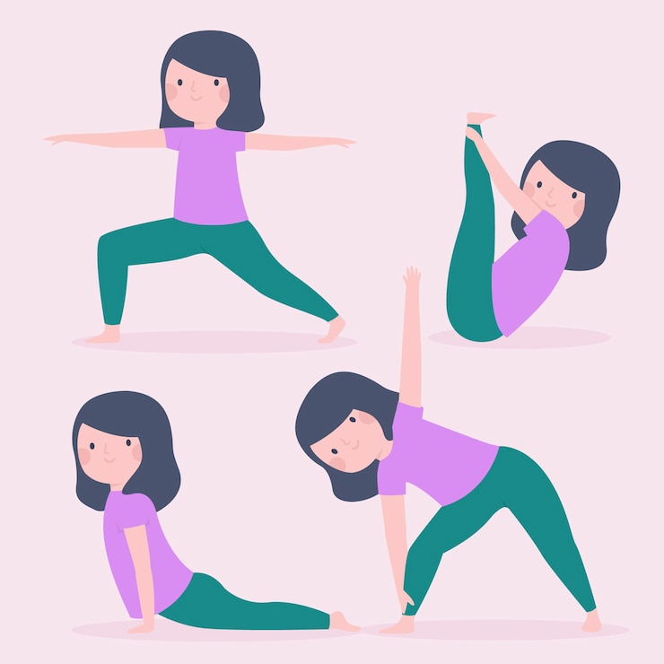 Vector gratuito dibujado a mano personas haciendo yoga