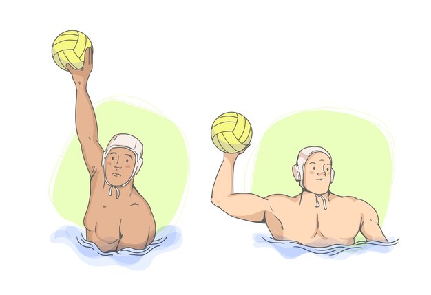 Dibujado a mano personas jugando waterpolo ilustración