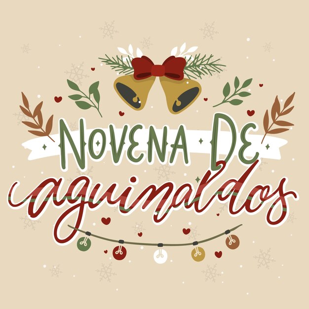 Dibujado a mano plana novena de aguinaldos letras