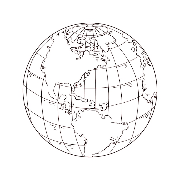 Dibujado a mano planeta tierra dibujo ilustración