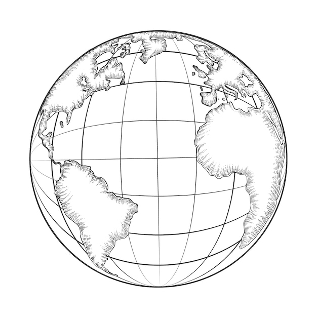 Dibujado a mano planeta tierra dibujo ilustración