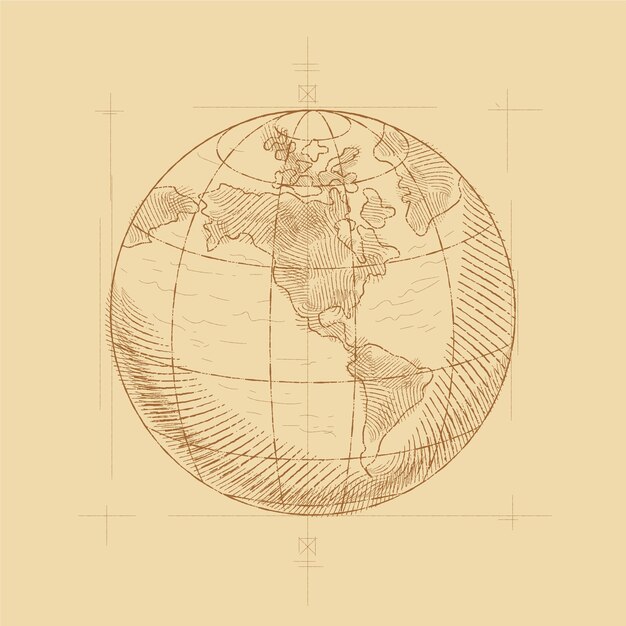 Dibujado a mano planeta tierra dibujo ilustración
