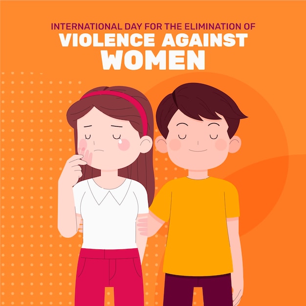 Vector gratuito dibujado a mano plano día internacional para la eliminación de la violencia contra la mujer ilustración