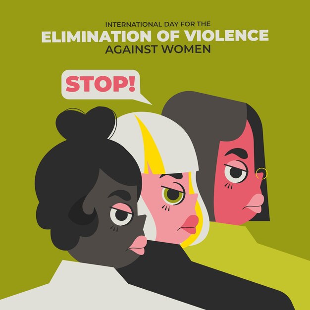 Dibujado a mano plano día internacional para la eliminación de la violencia contra la mujer ilustración