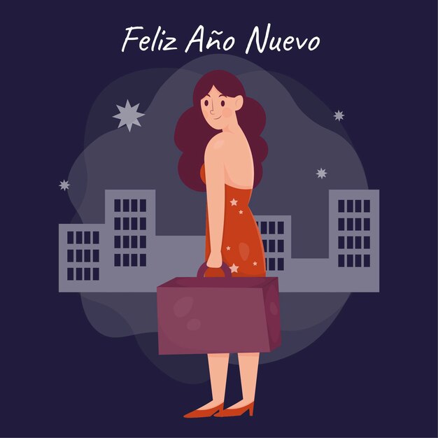 Dibujado a mano plano sacando maletas en la calle tradición ilustración