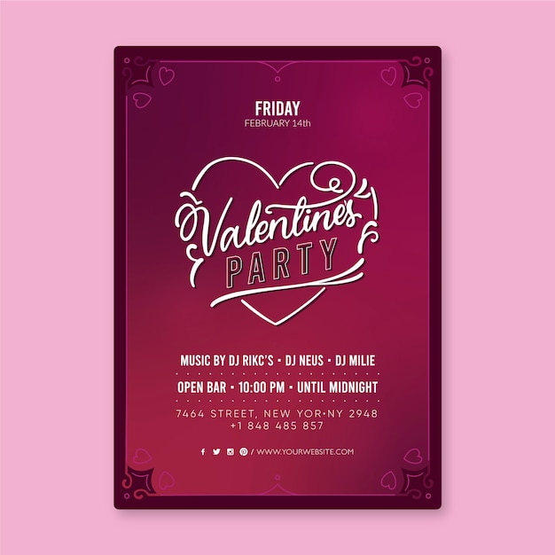 Vector gratuito dibujado a mano plantilla de cartel de fiesta de san valentín