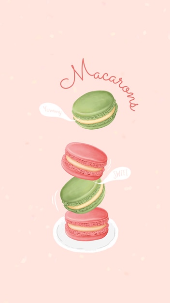 Vector gratuito dibujado a mano plantilla de fondo móvil dulce macaron