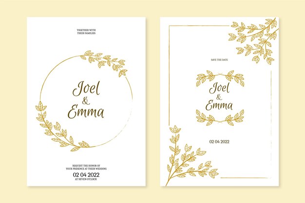Dibujado a mano plantilla de invitación de boda