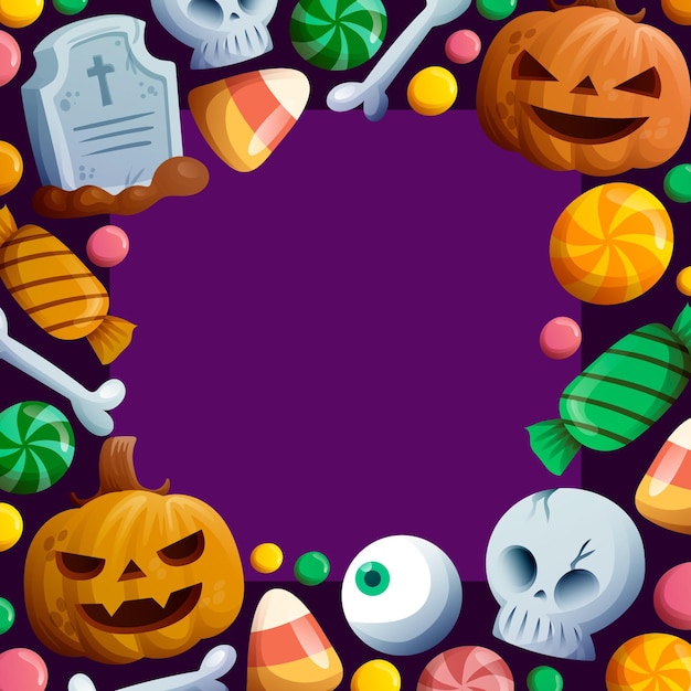 Vector gratuito dibujado a mano plantilla de marco de halloween