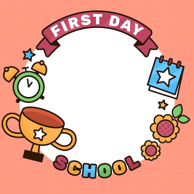 Dibujado a mano primer día de clases ilustración