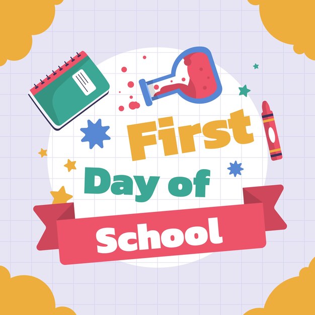 Dibujado a mano primer día de clases ilustración