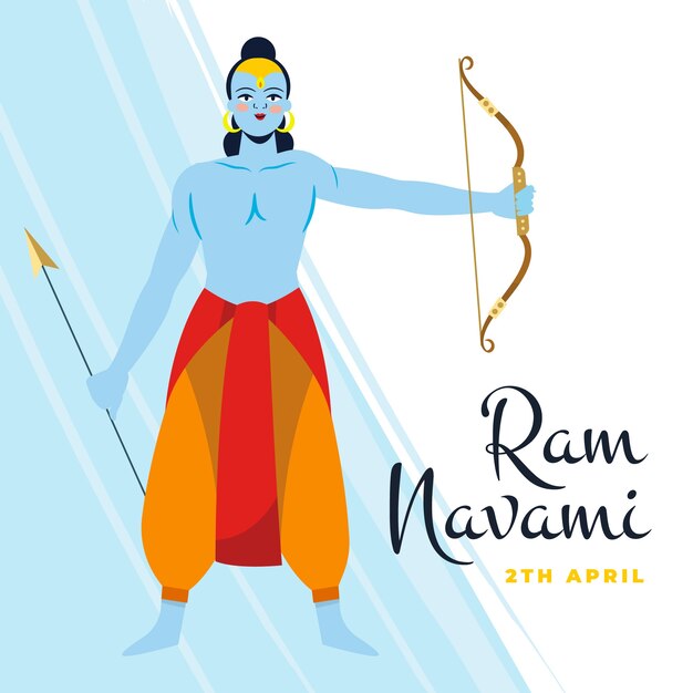 Dibujado a mano ram navami festividad