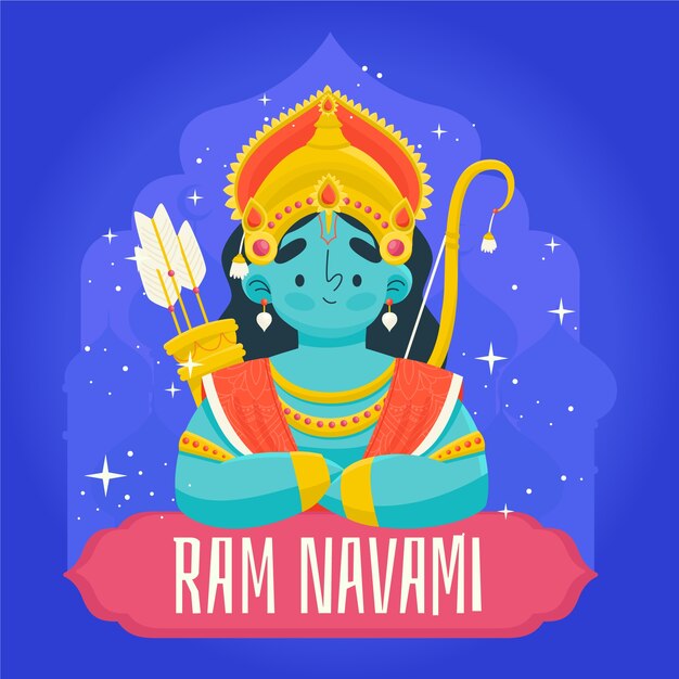 Dibujado a mano ram navami ilustración creativa