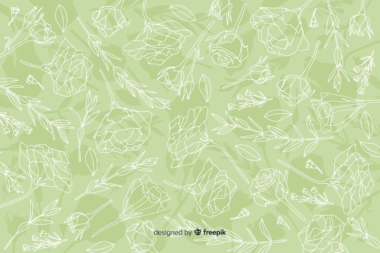 Vector gratuito dibujado a mano realista flores y hojas sobre fondo pastel