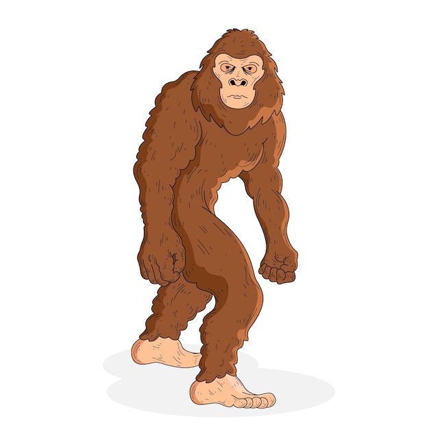 Dibujado a mano realista ilustración de sasquatch bigfoot