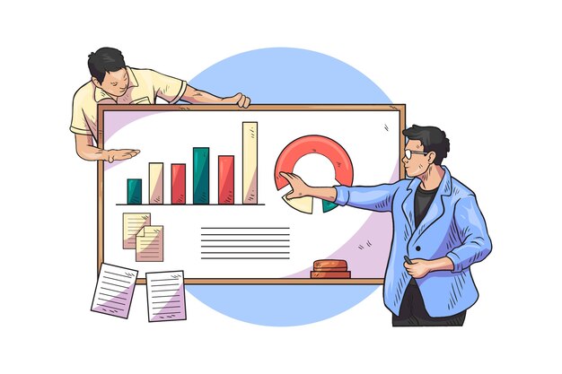 Dibujado a mano recopilación de datos en concepto de negocio
