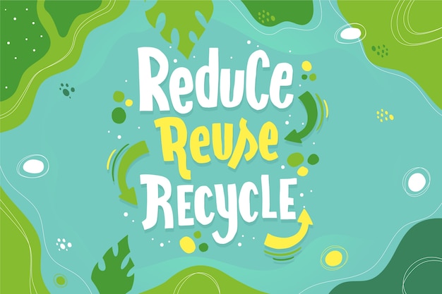 Vector gratuito dibujado a mano reducir reutilizar reciclar letras
