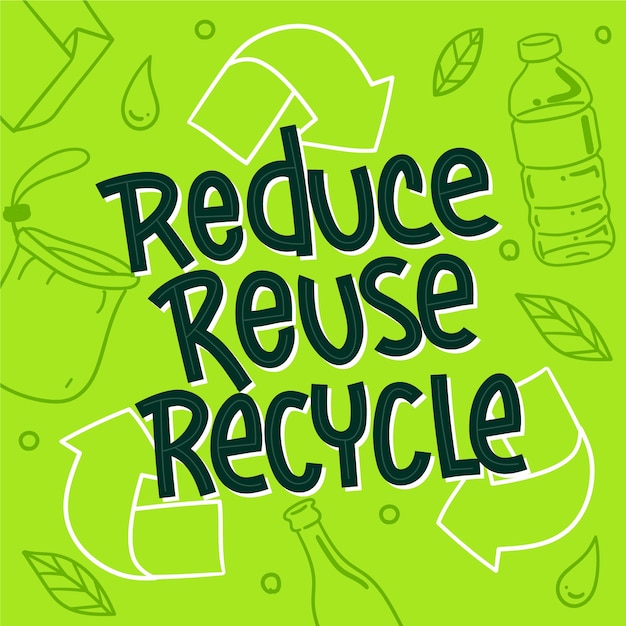 Dibujado a mano reducir reutilizar reciclar letras